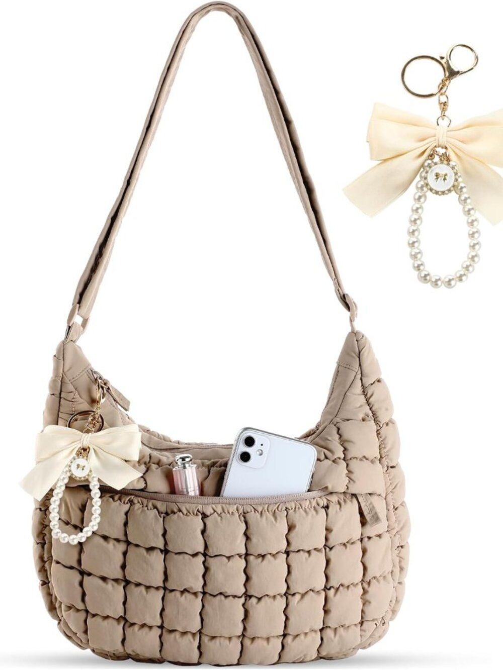 Puffer Purses for Women, Quilted Purses with Spacious Pockets